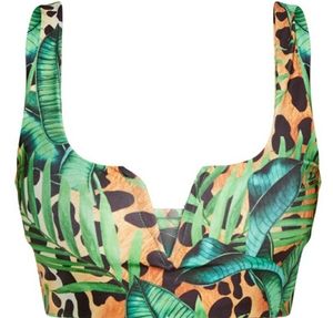 PRETTYLITTLETHING Plus Jungle V Bar Bikini Top
